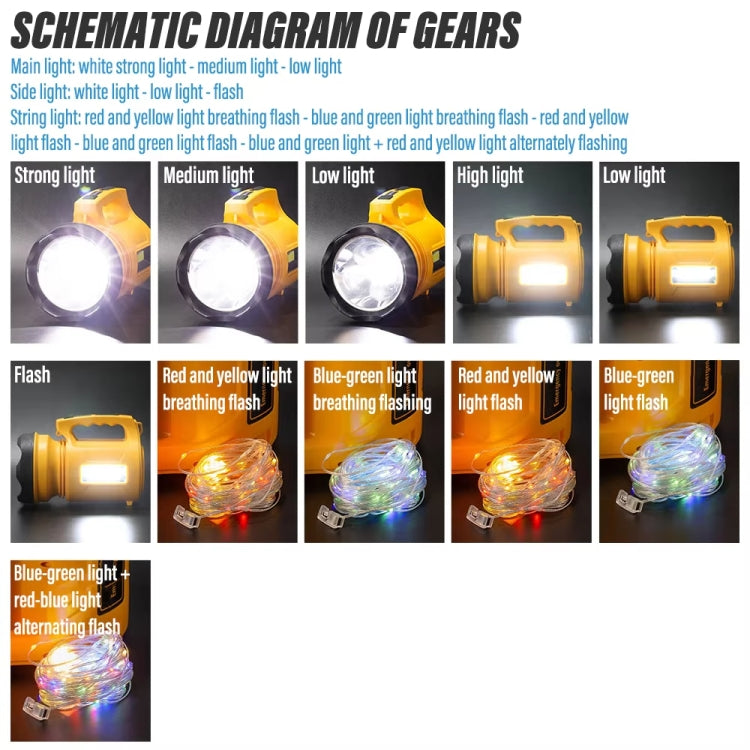 E-SMARTER 8W5205-2 Small Carrying Light With RGB Colorful Lamps Outdoor Cycling Searchlight