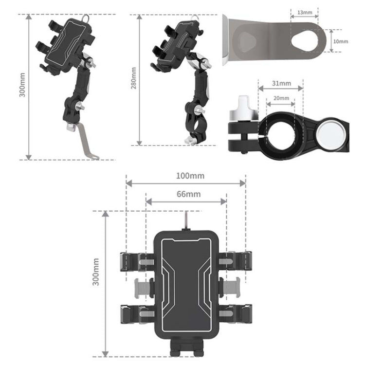Bike Motorcycle Outdoor Riding Shockproof Cell Phone Navigation Bracket, Style: DC2301A