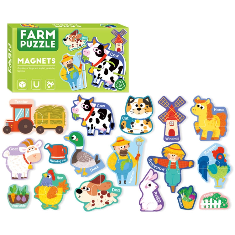 Children Educational Fun Magnetic Puzzle Refrigerator Magnets, Spec: Happy Farm