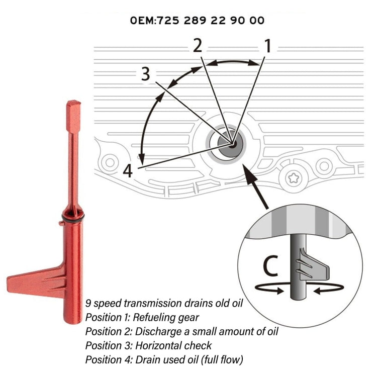 9-speed Oil Level Check Adjustment Gearbox Oil Change Tool - 4pcs /Set