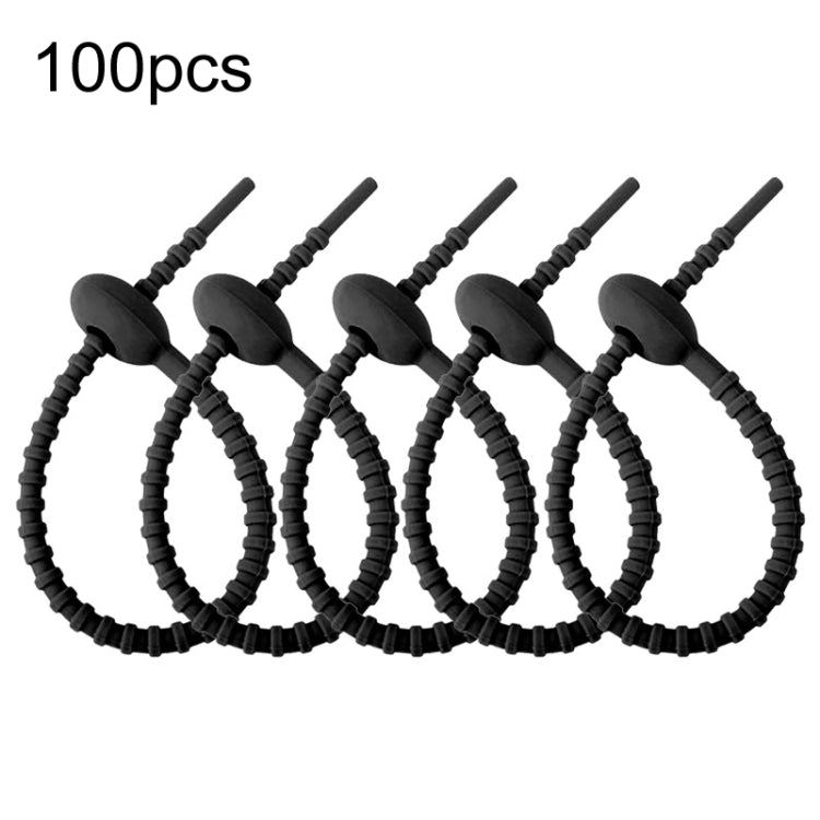 100pcs /Pack Silicone Ties Multi-Use Food Bag Clip Data Cable Winder Organizer 15cm