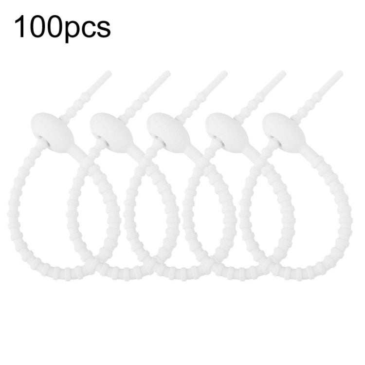 100pcs /Pack Silicone Ties Multi-Use Food Bag Clip Data Cable Winder Organizer 15cm