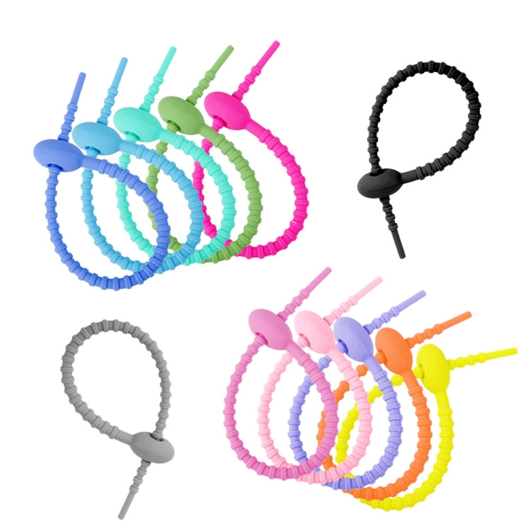 100pcs /Pack Silicone Ties Multi-Use Food Bag Clip Data Cable Winder Organizer 15cm