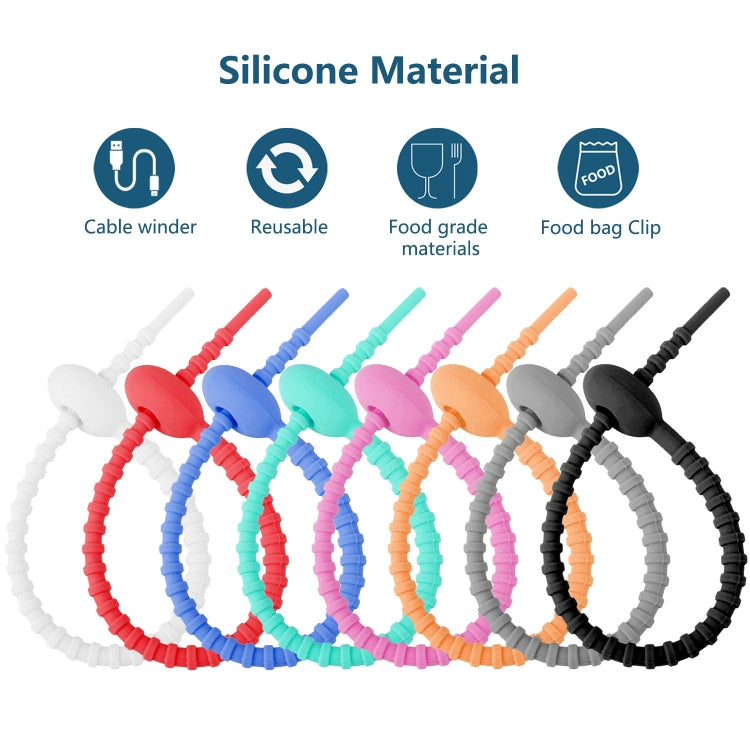 100pcs /Pack Silicone Ties Multi-Use Food Bag Clip Data Cable Winder Organizer 15cm