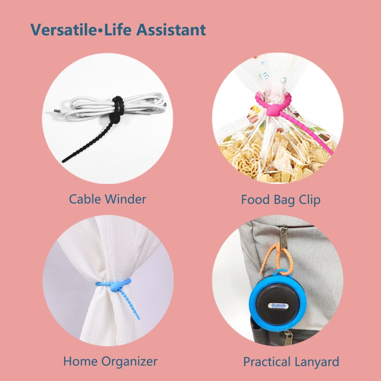 100pcs /Pack Silicone Ties Multi-Use Food Bag Clip Data Cable Winder Organizer 15cm