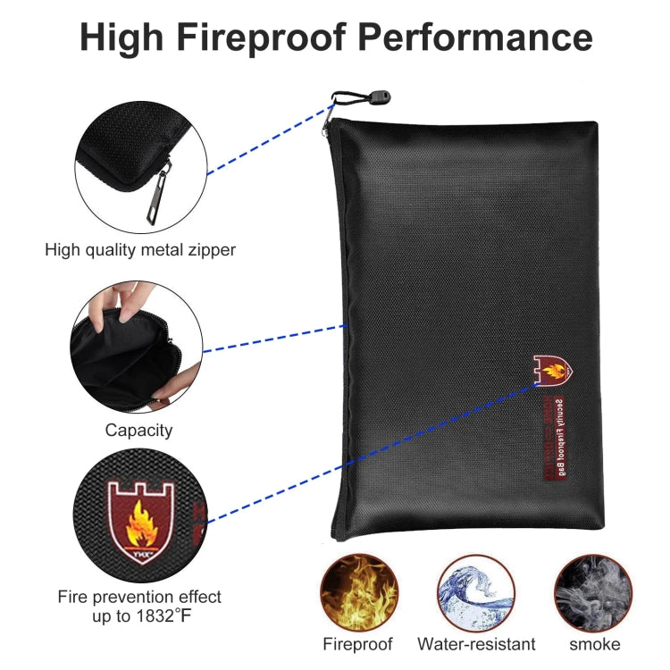 10.6x6.3in Fireproof Waterproof Document And Money Bag Cash Envelope For Jewelry Passport Valuables