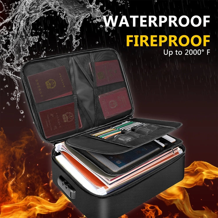 Fireproof and Waterproof Document Storage Bag Handbag with Password Lock 14.2x10.6x3.9 Inch