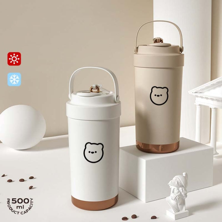 500ml 316 Stainless Steel Insulated Mug Portable Carry-On Dual Drink Coffee Cup With Straw