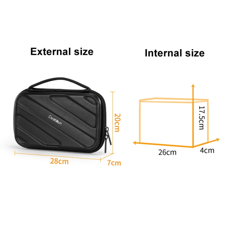 Cwatcun D163 Photography Accessories Organiser EVA Hard Shell Drop-proof Clutch Portable Digital Bag - Black