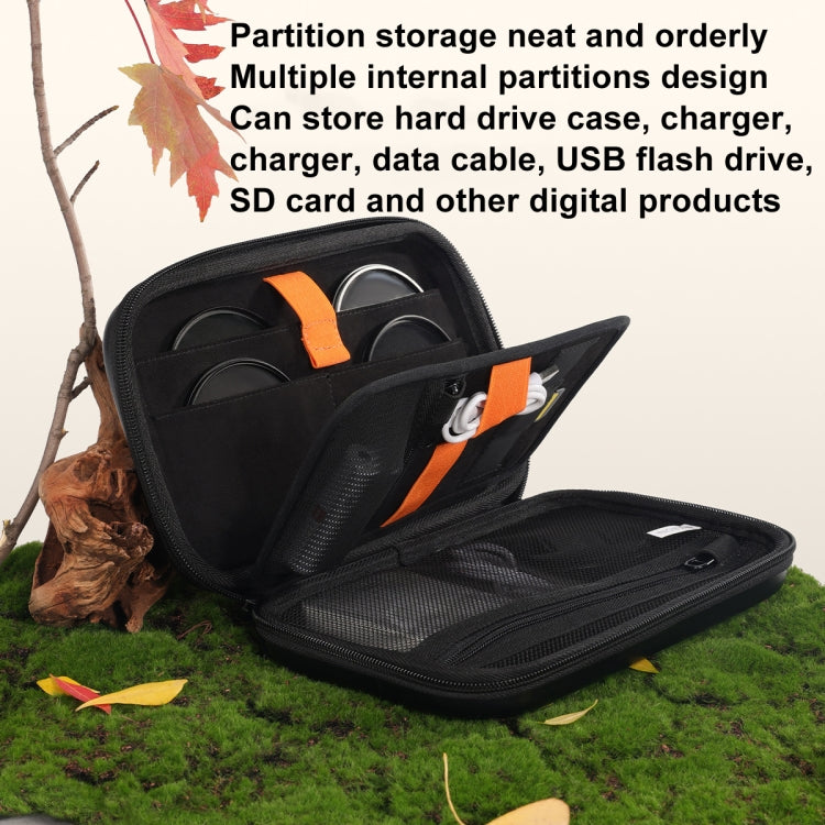 Cwatcun D163 Photography Accessories Organiser EVA Hard Shell Drop-proof Clutch Portable Digital Bag - Black