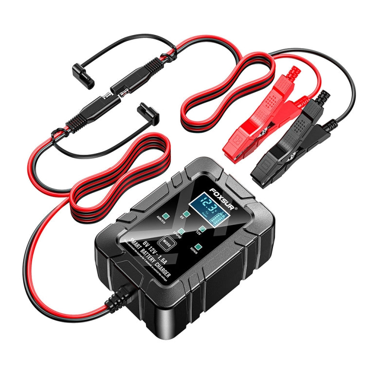 FOXSUR 6V/12V 1.5A Lawn Mower Motorcycle Lead Acid Battery SAE Plug Charger