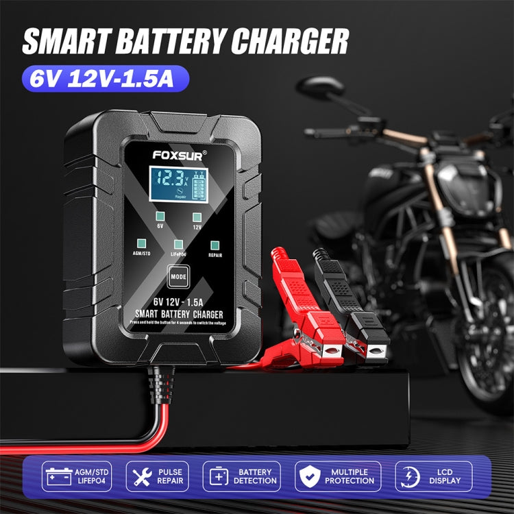 FOXSUR 6V/12V 1.5A Lawn Mower Motorcycle Lead Acid Battery SAE Plug Charger