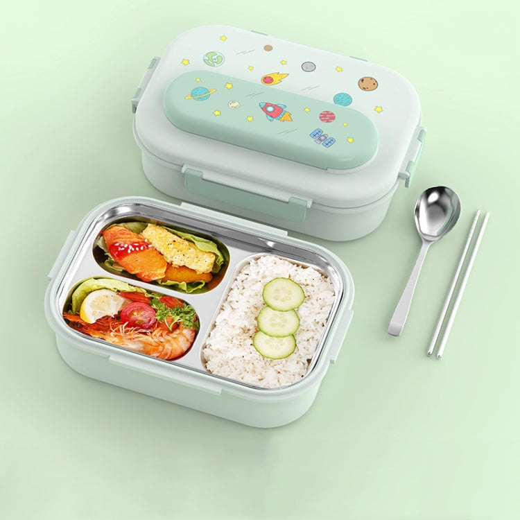 316 Stainless Steel Insulated Lunch Box Children Portable Compartment Lunch Case, Style: Light Green 3 Grids