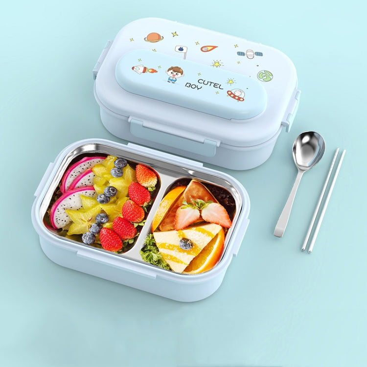 316 Stainless Steel Insulated Lunch Box Children Portable Compartment Lunch Case, Style: Blue 2 Grids