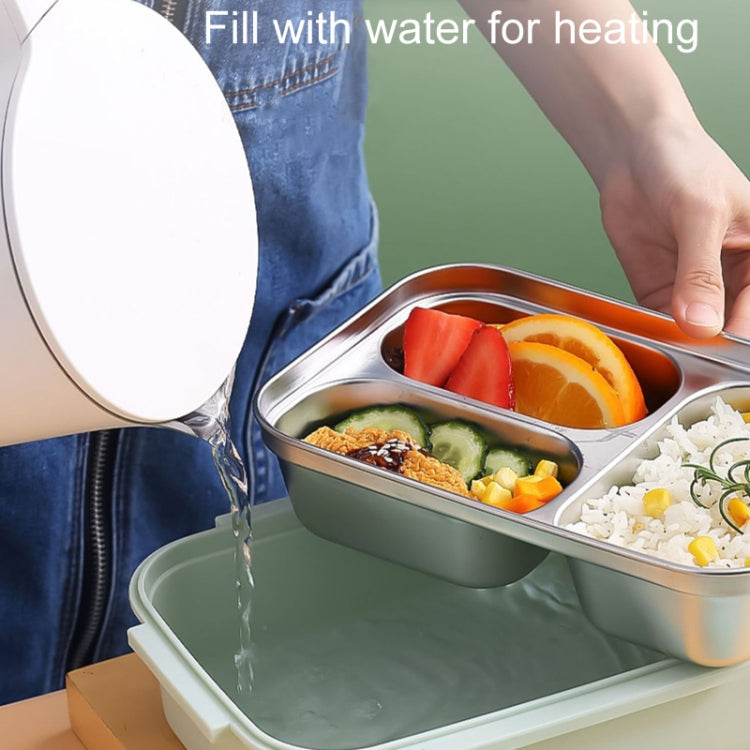 316 Stainless Steel Insulated Lunch Box Children Portable Compartment Lunch Case, Style: Light Green 3 Grids