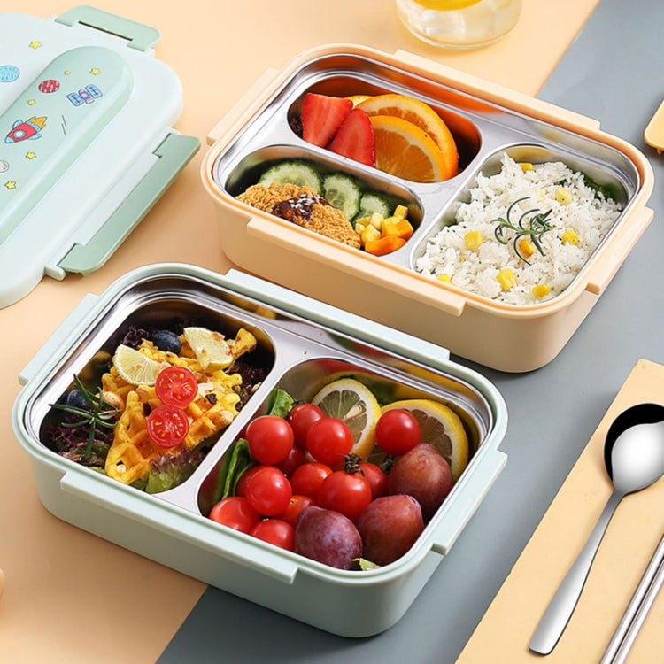 316 Stainless Steel Insulated Lunch Box Children Portable Compartment Lunch Case, Style: Light Yellow 2 Grids