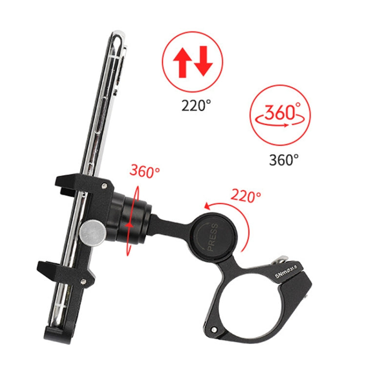 GUB PLUS21 Bicycle Mobile Phone Holder Motorcycle 360 Degree Rotating Mount For 22.2-31.8mm Tube Diameter - Black