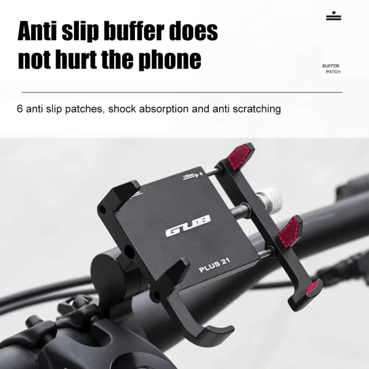 GUB PLUS21 Bicycle Mobile Phone Holder Motorcycle 360 Degree Rotating Mount For 22.2-31.8mm Tube Diameter - Black