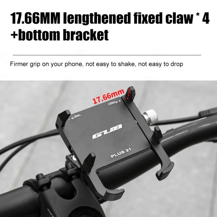 GUB PLUS21 Bicycle Mobile Phone Holder Motorcycle 360 Degree Rotating Mount For 22.2-31.8mm Tube Diameter - Black