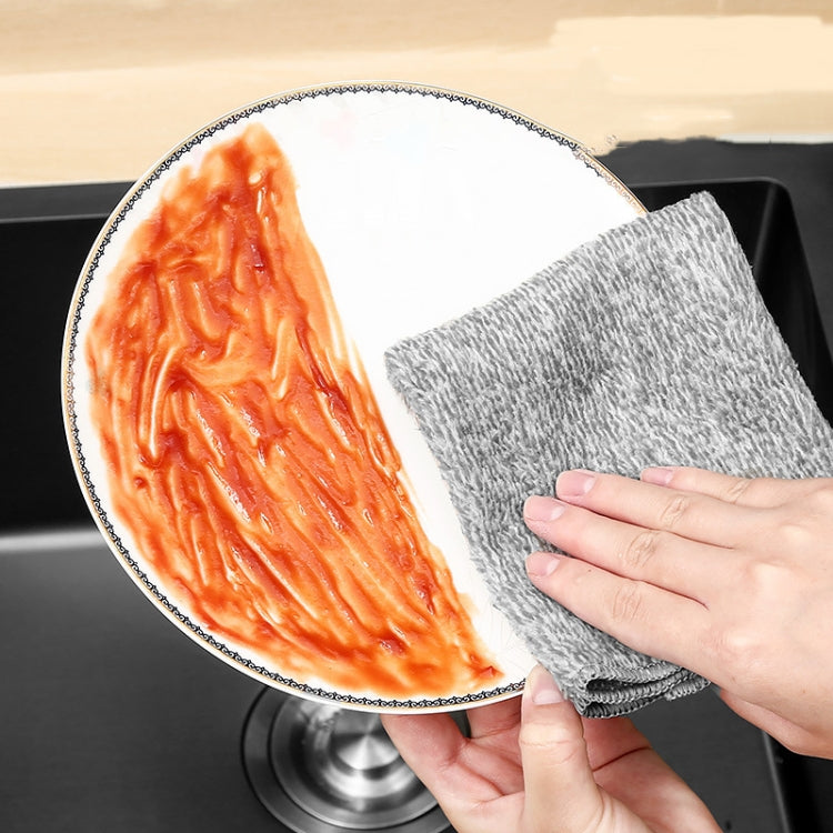 9.8 Inch  10pcs /Pack Thickened Bamboo Charcoal Fiber Dishcloth Kitchen Rag Scouring Pad