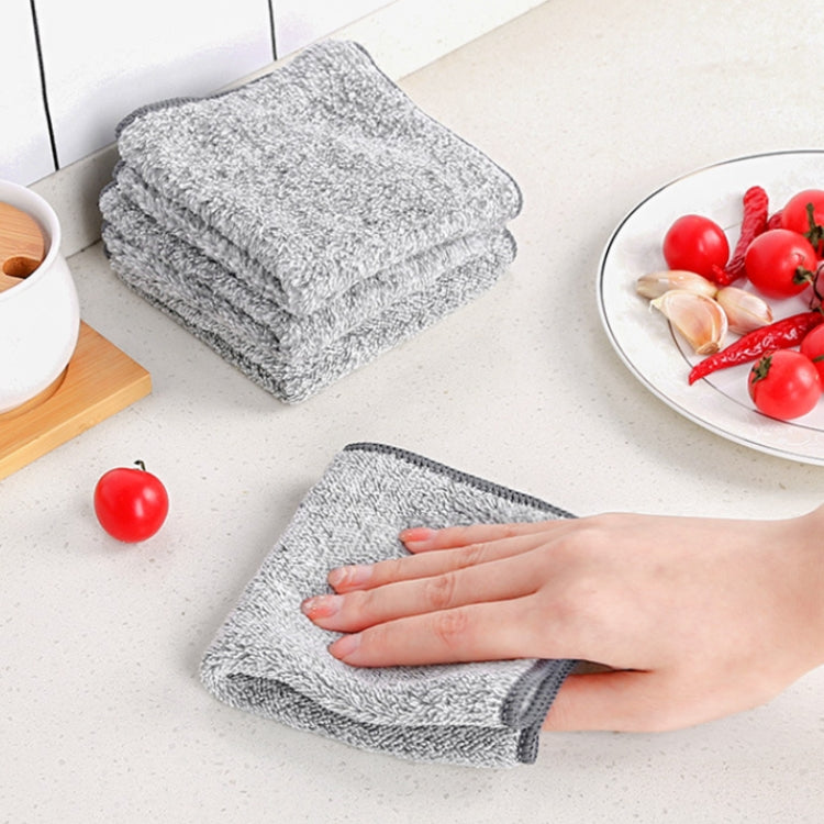 11.8 Inch 10pcs /Pack Thickened Bamboo Charcoal Fiber Dishcloth Kitchen Rag Scouring Pad