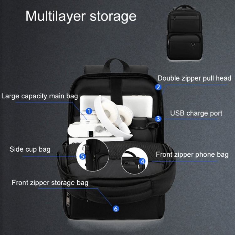 SKV B23889 Men Large Capacity Double-Shoulder Business Laptop Bag - Black
