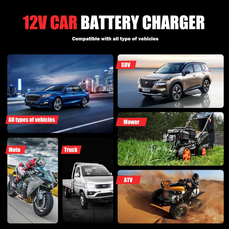 FOXSUR 12V8A SUV Car Motorcycle Intelligent Repair Type Lead-acid Battery Charger