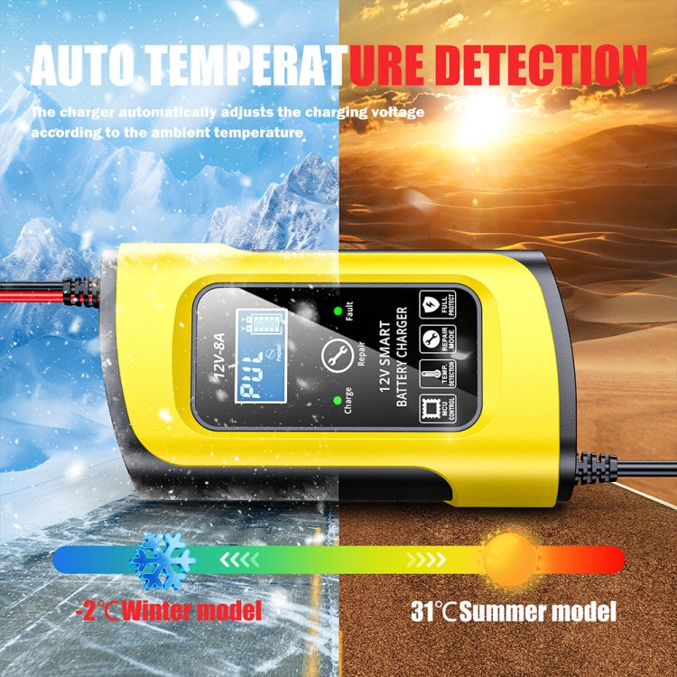 FOXSUR 12V8A SUV Car Motorcycle Intelligent Repair Type Lead-acid Battery Charger