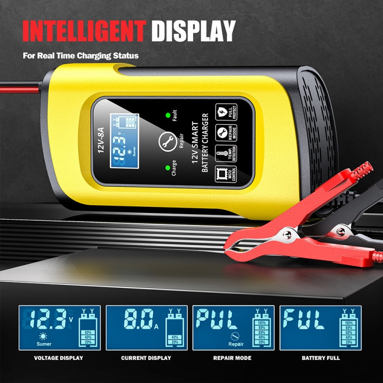 FOXSUR 12V8A SUV Car Motorcycle Intelligent Repair Type Lead-acid Battery Charger