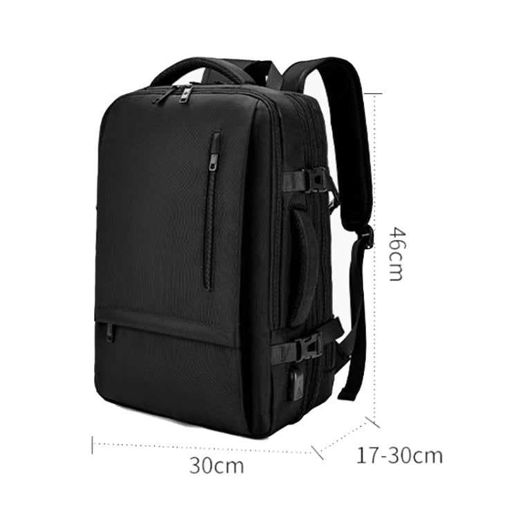 SKV BLB2006 Men Business Travel Double Shoulder Bag Large Capacity Casual Laptop Backpack - Black