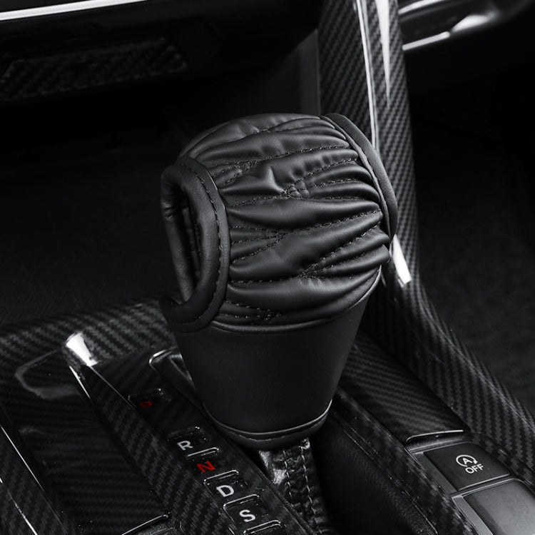 Car Universal Leather Gear Sleeve Breathable Gearshift Cover, Style: T Type Black