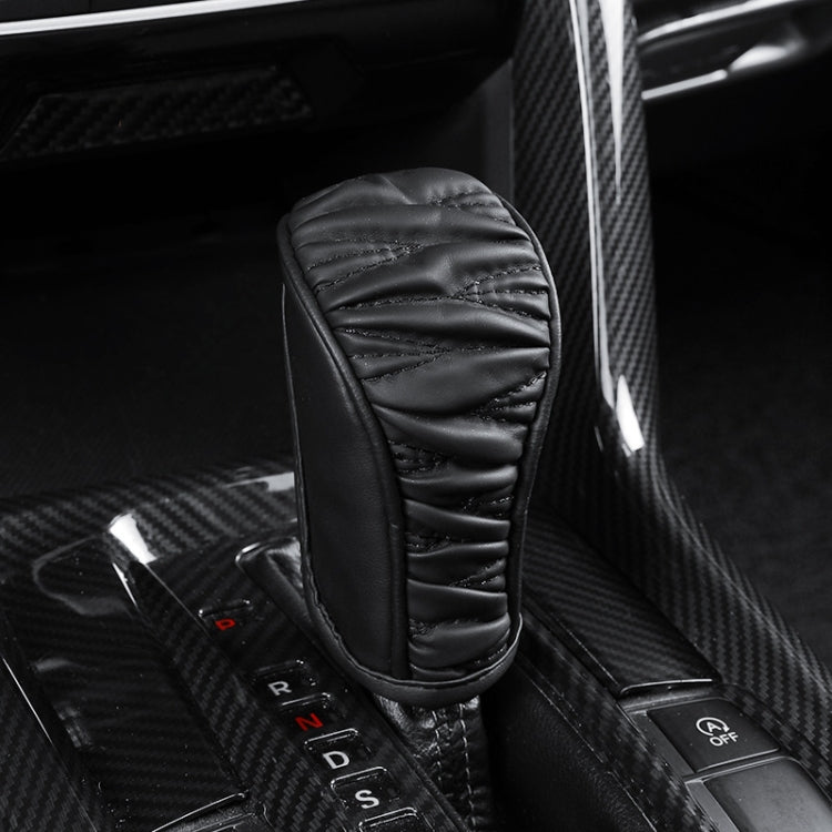 Car Universal Leather Gear Sleeve Breathable Gearshift Cover, Style: Manual Gear Black