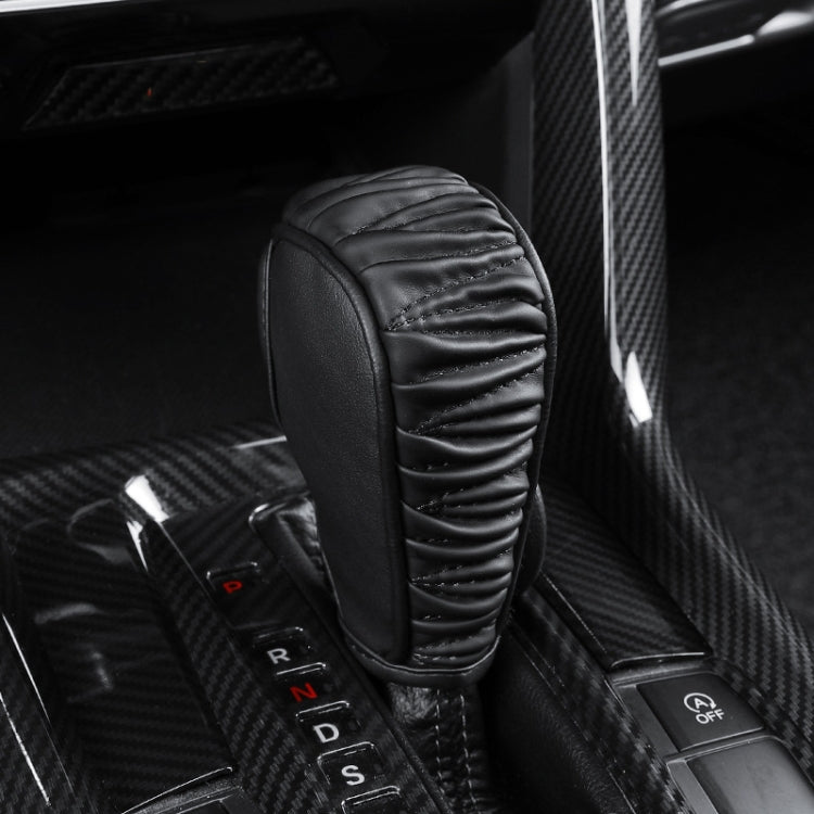 Car Universal Leather Gear Sleeve Breathable Gearshift Cover, Style: Automatic Gear Black