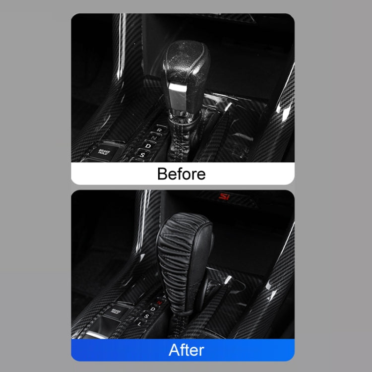 Car Universal Leather Gear Sleeve Breathable Gearshift Cover, Style: T Type Red With Black Line