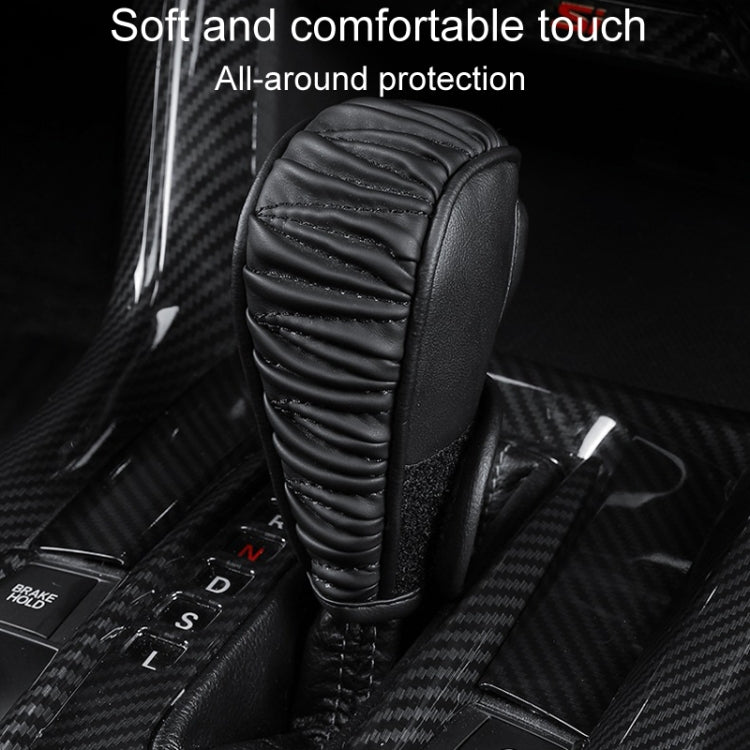 Car Universal Leather Gear Sleeve Breathable Gearshift Cover, Style: T Type Red With Black Line