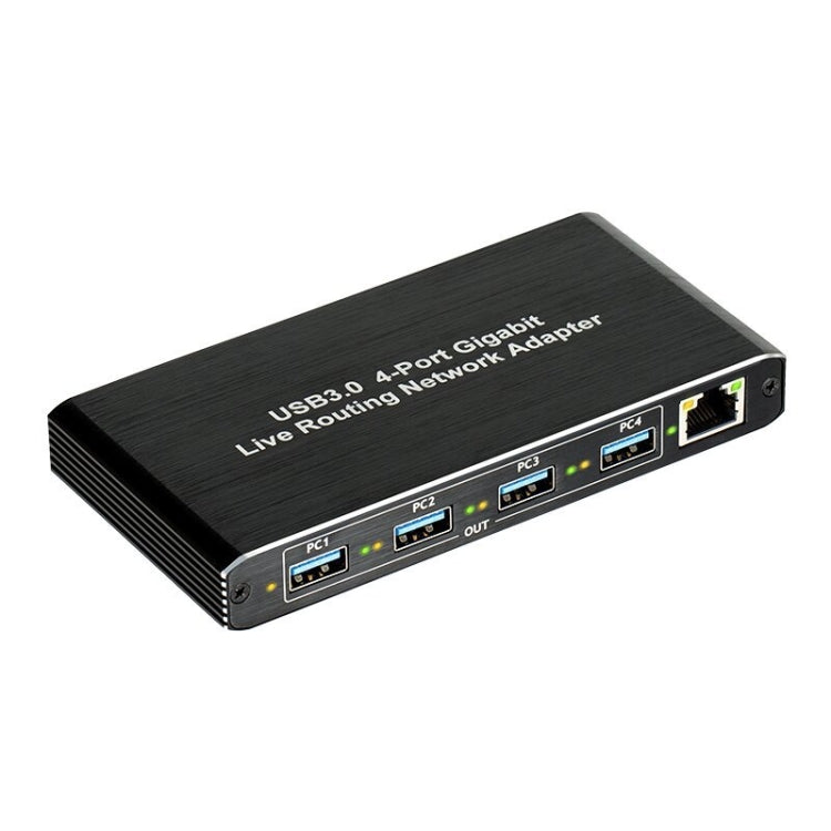 USB3.0 4-Ports Gigabit Network Adapter Plug and Play Router - Black