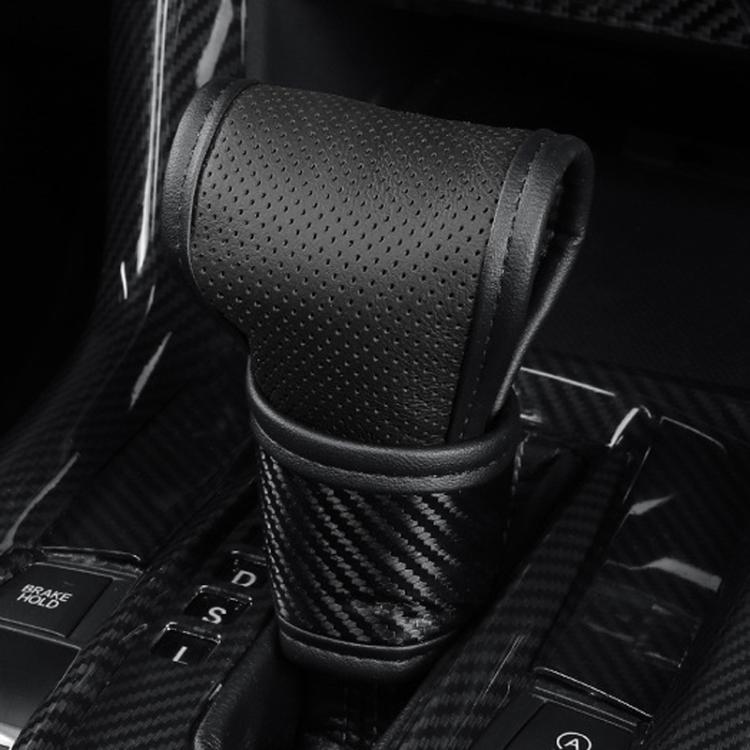Car Automatic Universal Perforated Breathable Cowhide Side Opening Shift Cover, Style: A-Brown
