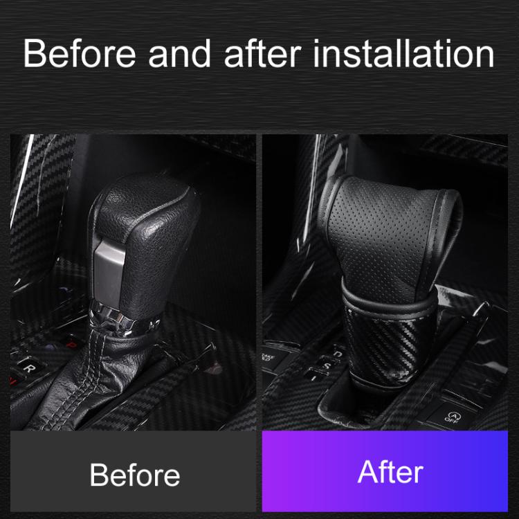 Car Automatic Universal Perforated Breathable Cowhide Side Opening Shift Cover, Style: A-Black
