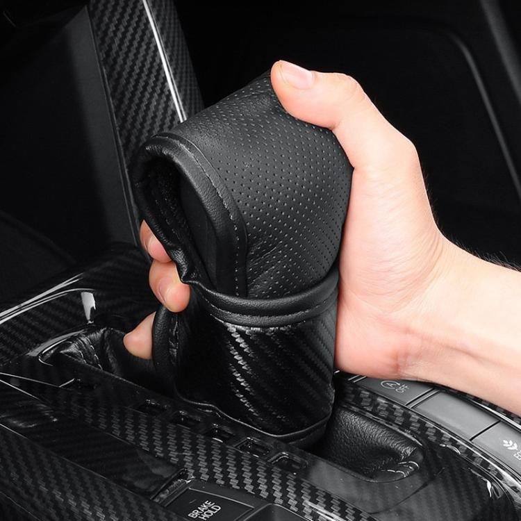 Car Automatic Universal Perforated Breathable Cowhide Side Opening Shift Cover, Style: A-Wine Red