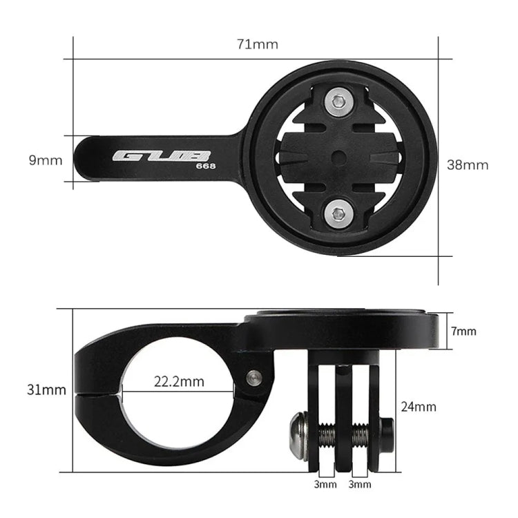 GUB 668 TT Handlebar Code Meter Extension Bracket For Gamin / Wahoo / Barrett / CATEYE Series - Black