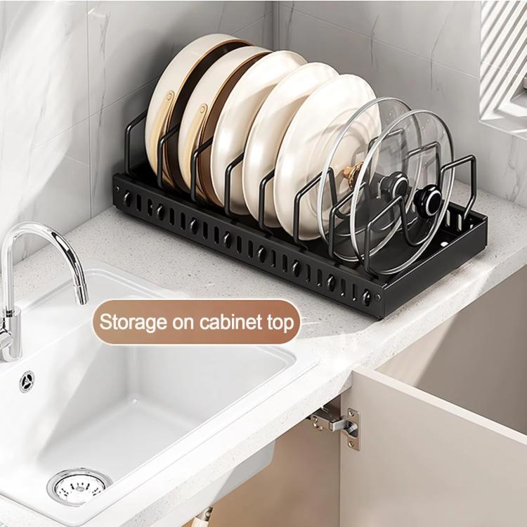 Kitchen Pull-Out Rack Pots And Pans Organizer Cabinet Countertop Dish Tray 52cm With Baffle White