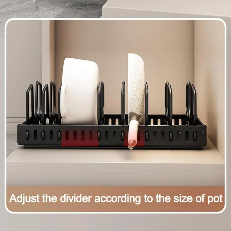 Kitchen Pull-Out Rack Pots And Pans Organizer Cabinet Countertop Dish Tray 42cm With Baffle White