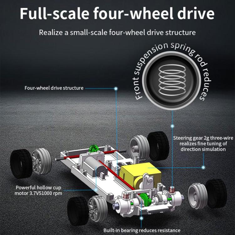 1:43 Full Scale Mini 4WD Drifting Charging Remote Control Car, Color: 4301 Black Mustang