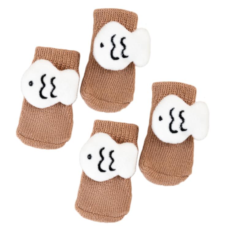 4pcs /Set Pet Dog Socks For Teddy Non-slip Anti-Scratch Anti-Dirty 3D Dolls Socks Dog Shoes, Size: S