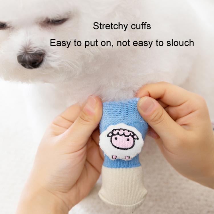 4pcs /Set Pet Dog Socks For Teddy Non-slip Anti-Scratch Anti-Dirty 3D Dolls Socks Dog Shoes, Size: S