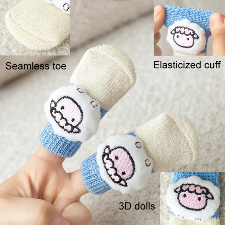 4pcs /Set Pet Dog Socks For Teddy Non-slip Anti-Scratch Anti-Dirty 3D Dolls Socks Dog Shoes, Size: S