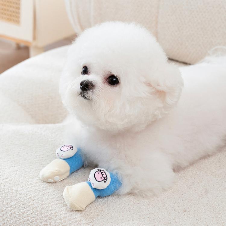 4pcs /Set Pet Dog Socks For Teddy Non-slip Anti-Scratch Anti-Dirty 3D Dolls Socks Dog Shoes, Size: S