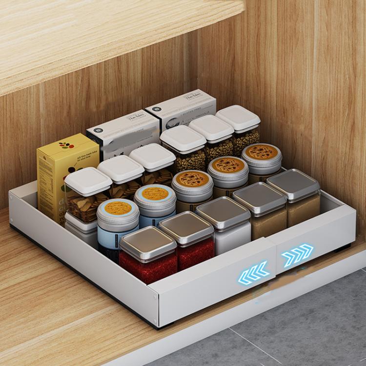 Extensible  - 30-46cm Pull-out Cabinet Organizer Storage Rack Slide-out Drawer 53cm White