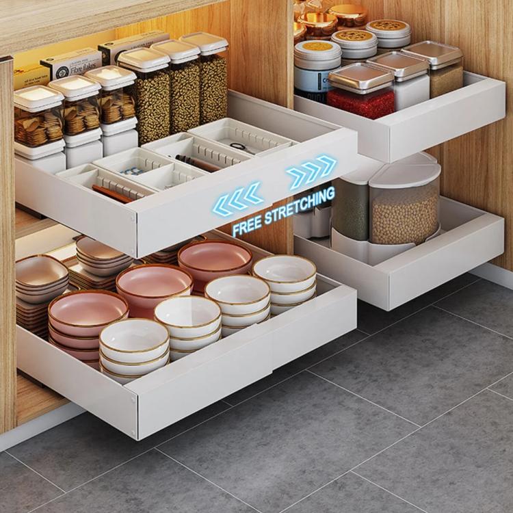 Extensible  - 30-46cm Pull-out Cabinet Organizer Storage Rack Slide-out Drawer 43cm Black