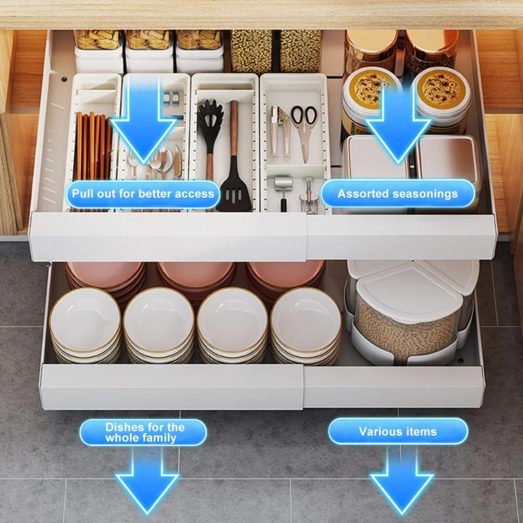 Extensible  - 30-46cm Pull-out Cabinet Organizer Storage Rack Slide-out Drawer 53cm White